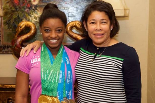 Simone Biles with her Belizean ethnicity mom Nellie Biles