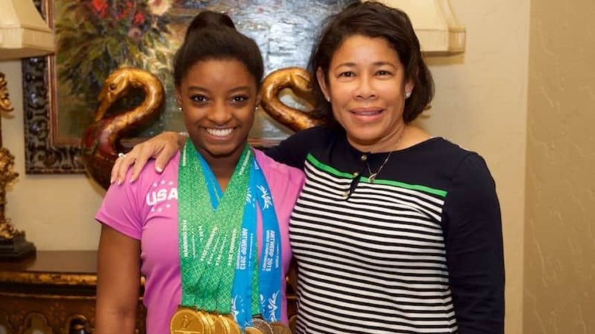 Simone Biles with her Belizean ethnicity mom Nellie Biles