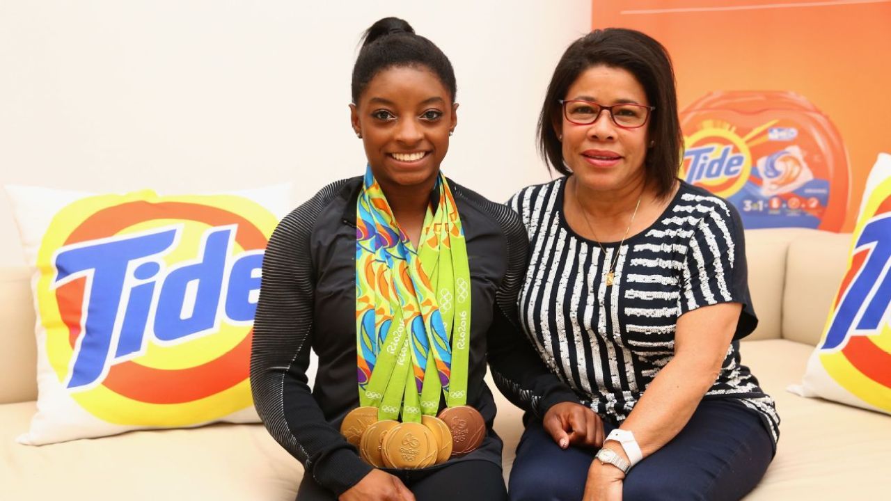 Simone Biles with her mother Nellie Biles.