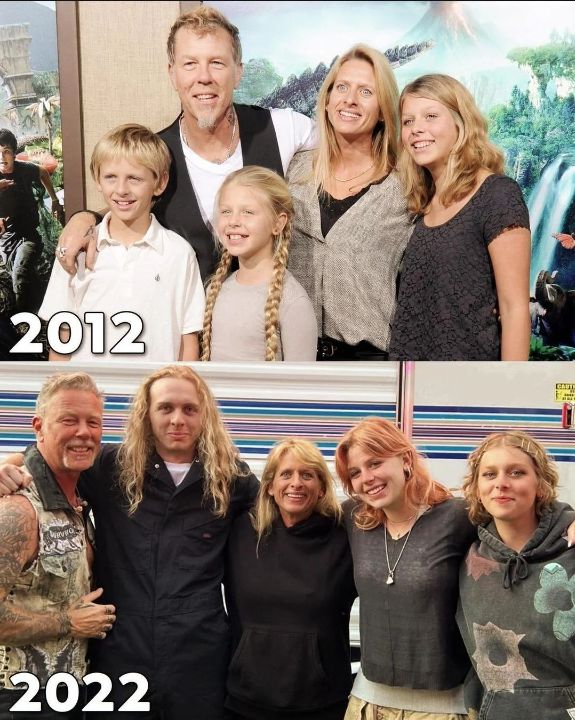 James Hetfield with his wife, Francesca Tomasi, and their three kids.