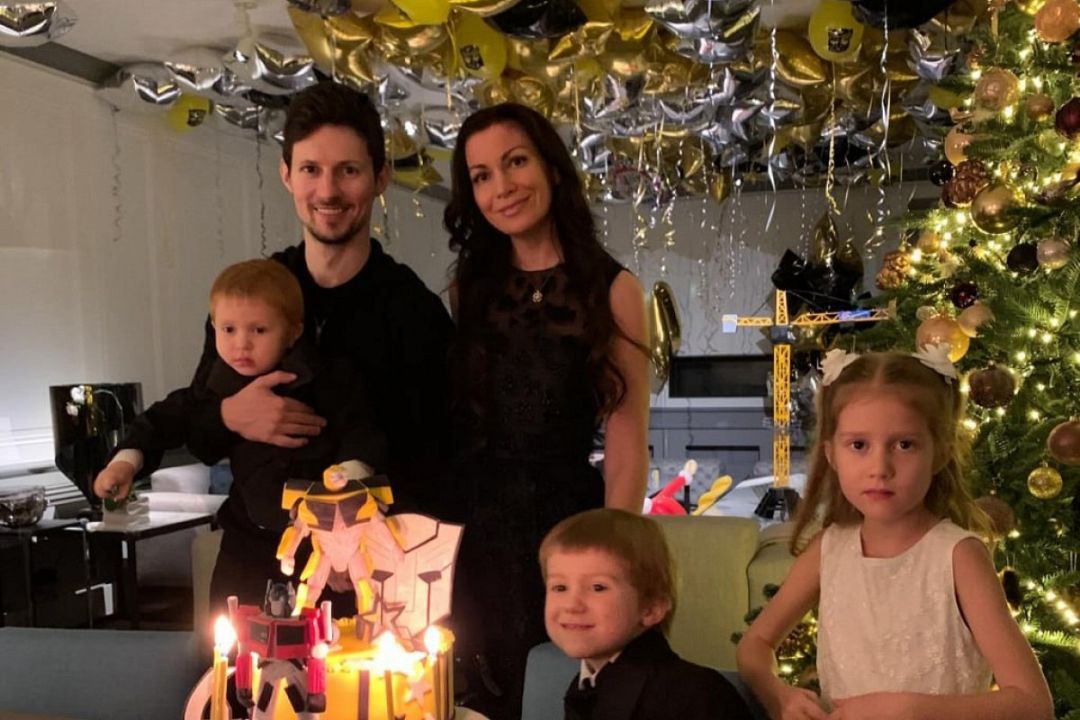 Pavel Durov with his ex-partner, Irina Bolgar, and their three kids.