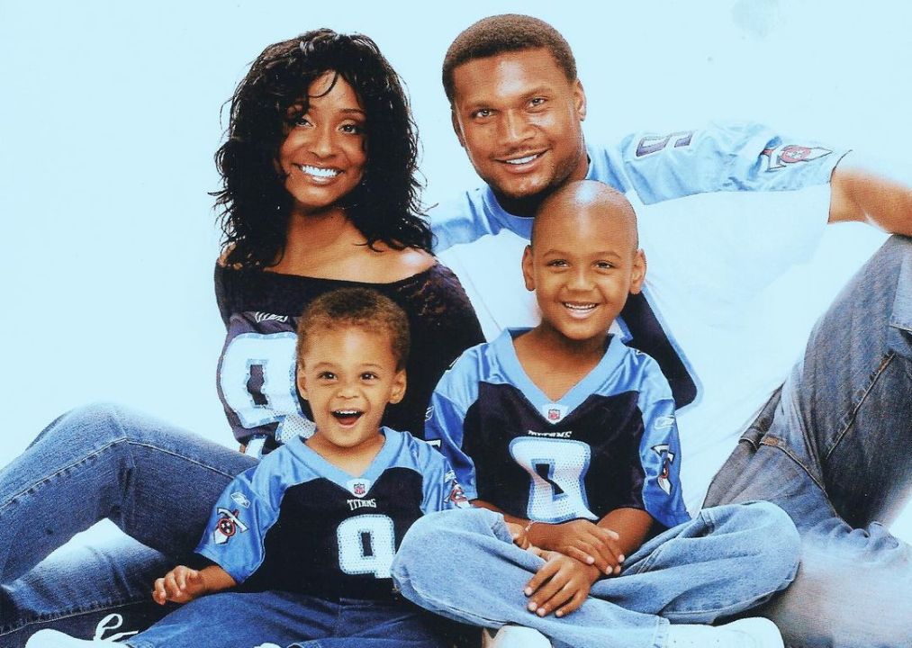 Steve McNair with his wife, Mechelle, and their two children.