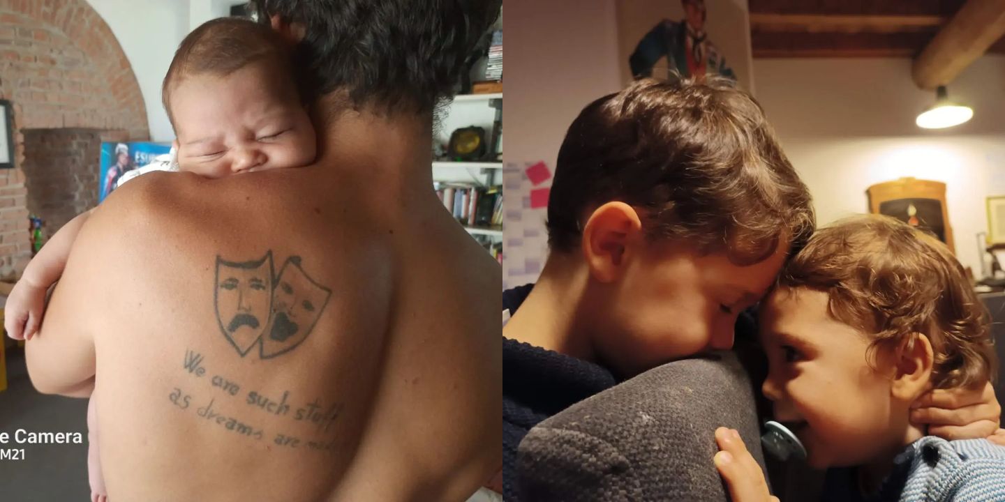 Eugenio Franceschini showed his tattoo while sharing pictures of his kids on Instagram.