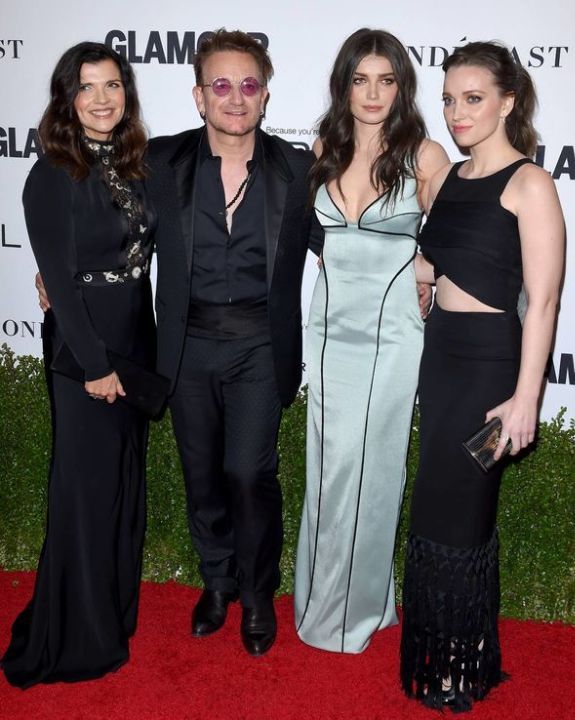 Eve Hewson with her father, Bono, mother, Ali, and older sister Jordan.