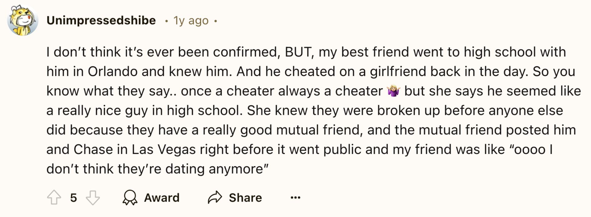 Chase Stokes cheated on his girlfriend in high school, according to a fan.