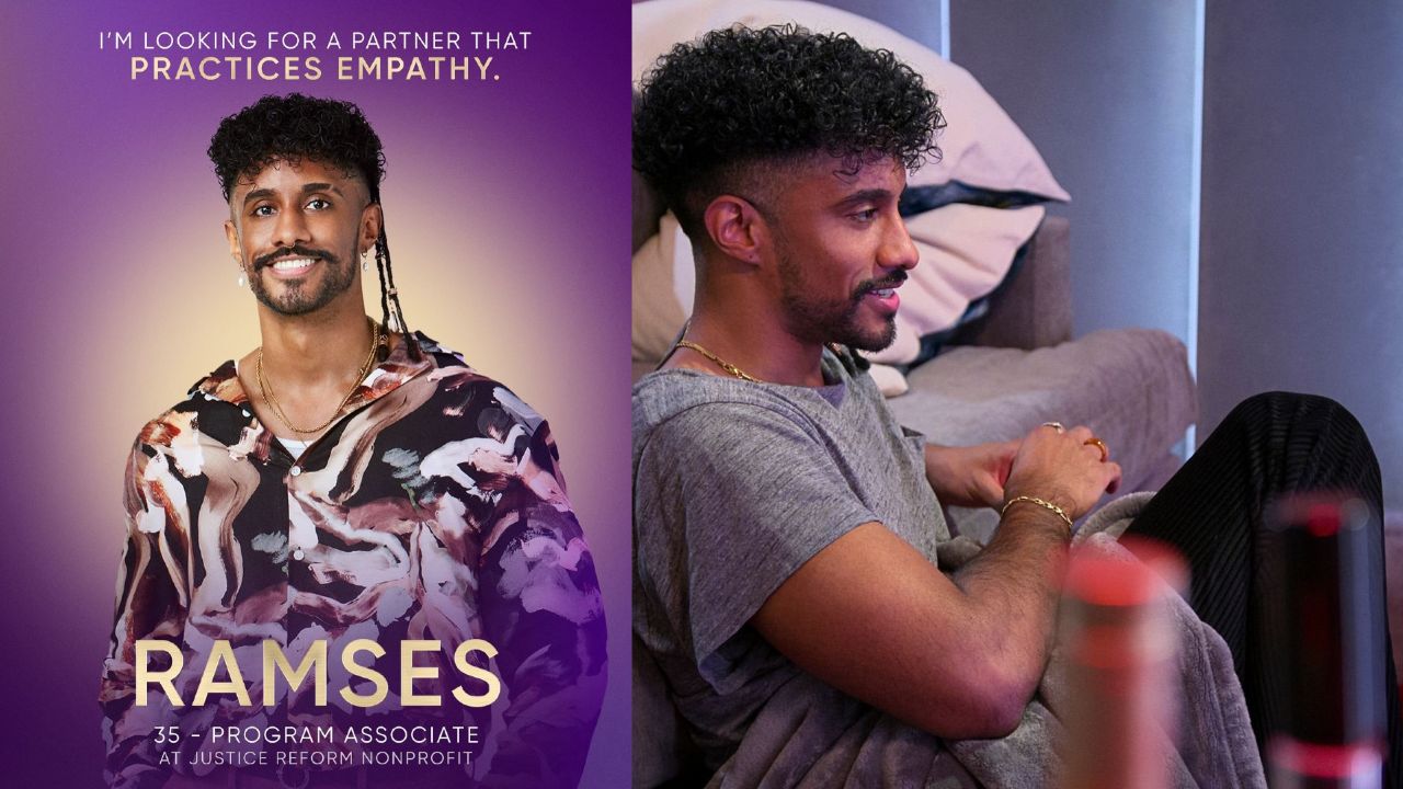 Ramses from Love Is Blind has two dangling strands of braids on the left side of his hair.