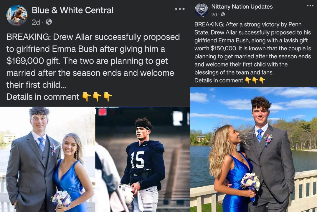 Drew Allar is not engaged to his girlfriend Emma Bush and she is not pregnant either—the reports are fake.