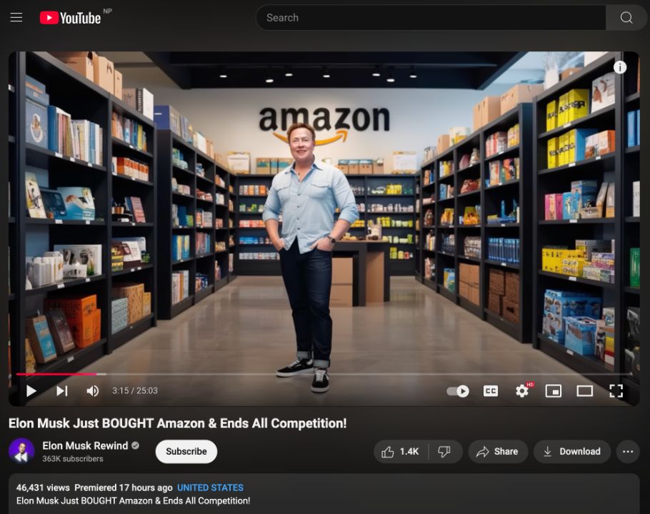 Claims that Elon Musk bought Amazon started from a misleading YouTube video.