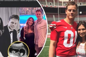 Joe Burrow, his girlfriend Olivia Holzmacher, and the supposed ultrasound picture.