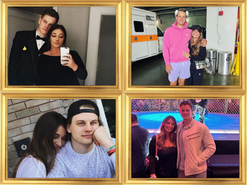 A collage of Joe Burrow's pictures with his girlfriend Olivia Holzmacher.