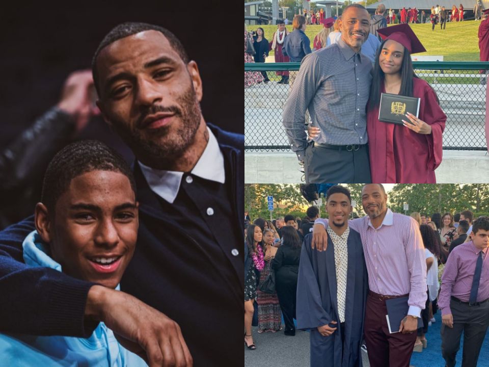 Kenyon Martin with his three children: two sons, Kenyon Jr. and Kamron, and daughter, Cierra Reign.