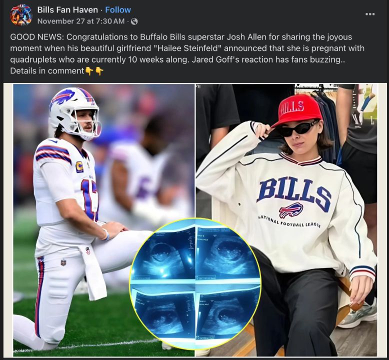 Josh Allen's girlfriend is NOT having a baby.