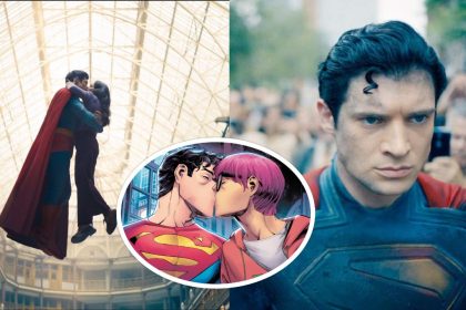 Superman kisses Lois Lane in the new movie while his bisexual son kisses his partner in the comics.