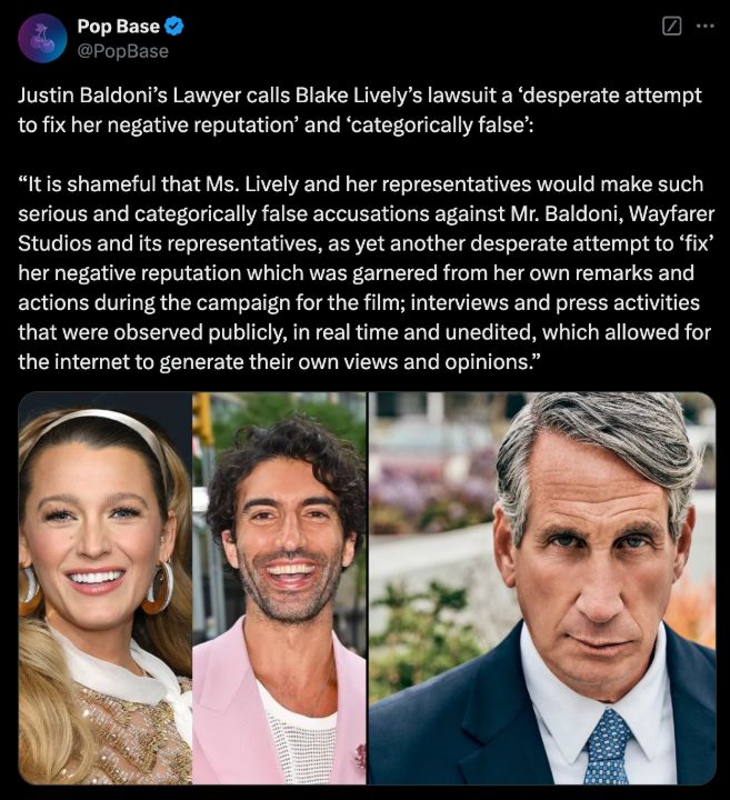 Justin Baldoni's lawyer, Brian Freedman, has vehemently denied the allegations made by Blake Lively.