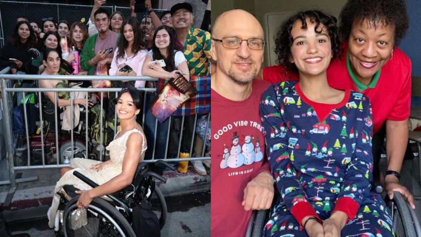 Biracial Nessarose actress Marissa Bode with her fans (left) and parents (right).