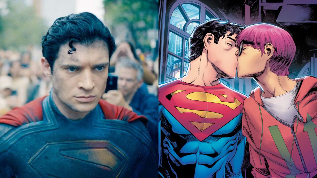 Superman is not gay in the new movie, but his son is bisexual in the comics.