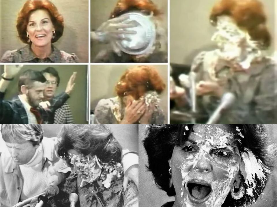 Anita Bryant, known for her orange juice advertisements, became infamous after a pie was thrown in her face.