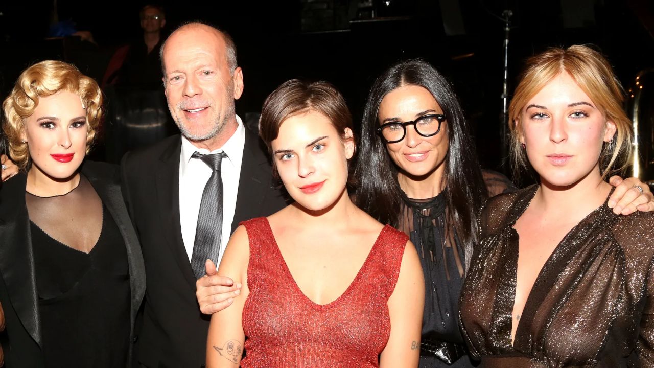 Demi Moore and her former husband, Bruce Willis, share three children: daughters, Rumer, Scout, and Tallulah.