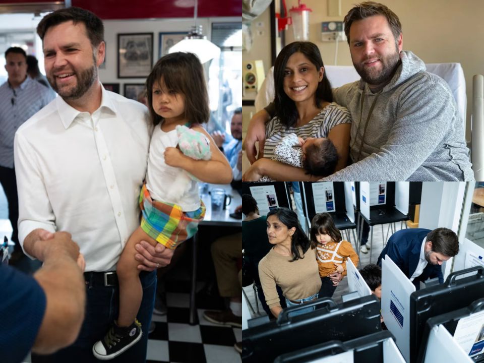 J.D. Vance and his wife, Usha, with their daughter, Mirabel.