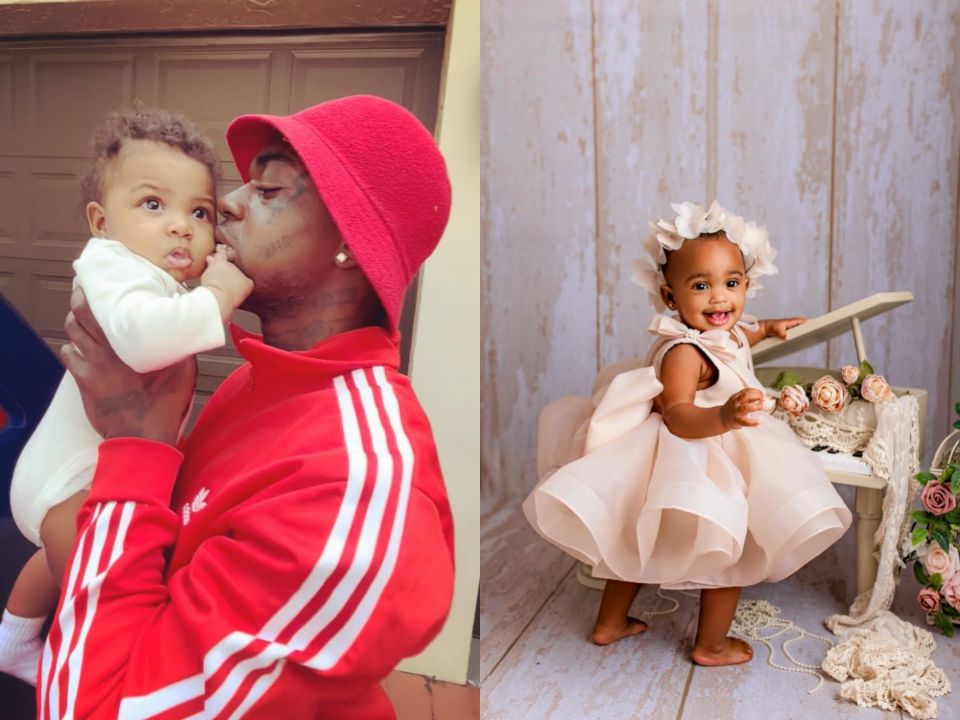 Kodak Black with his daughters, Queen Yuri (left) and Princess Isabella (right).