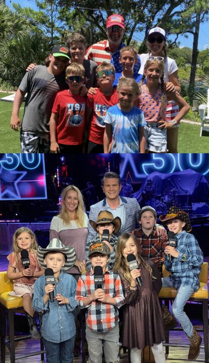 Pete Hegseth and Jennifer Rauchet with their seven children.