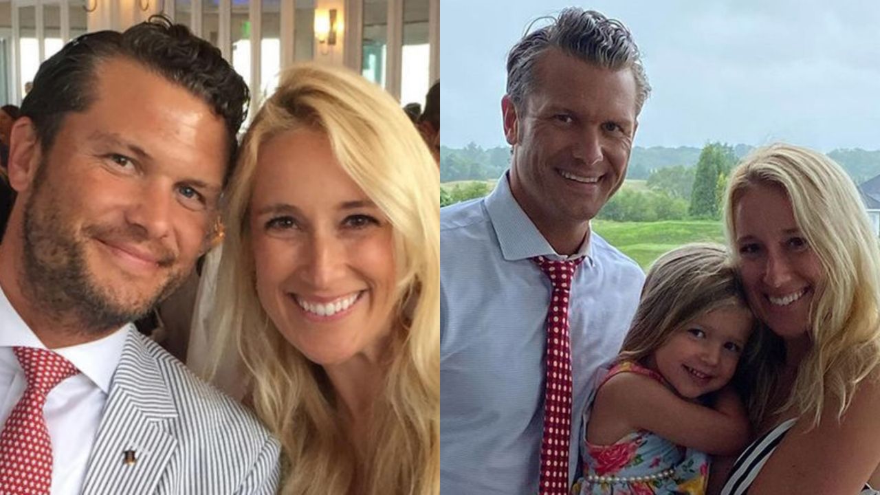 Pete Hegseth with his third and current wife, Jennifer Rauchet, and their daughter, Gwendolyn Hope Hegseth.