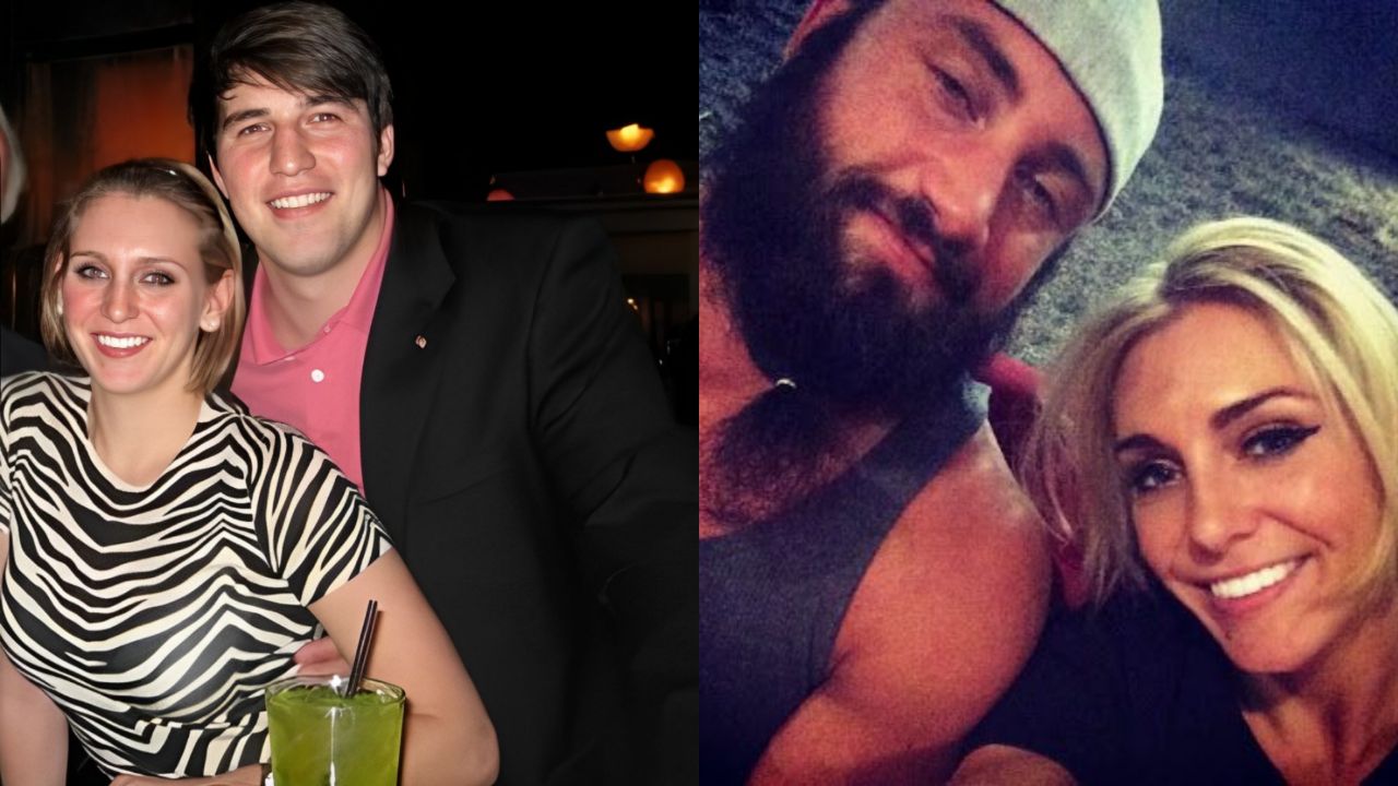 Charlotte Flair with her ex-husbands: Riki Johnson (2010-2013, left) and Thom Latimer (2013-2015, right).