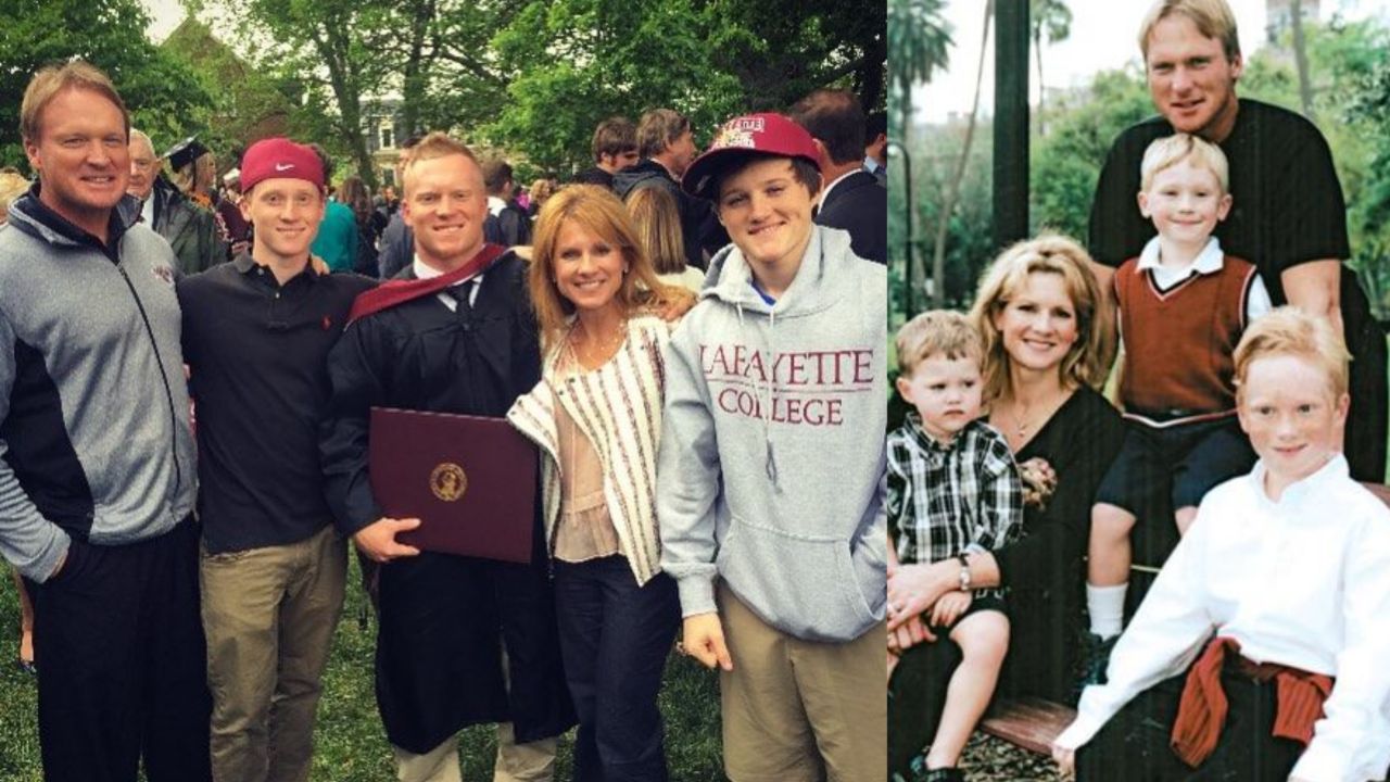 Jon Gruden and Cindy Brooks with their three sons, Jon II (Deuce), Jayson, and Michael.