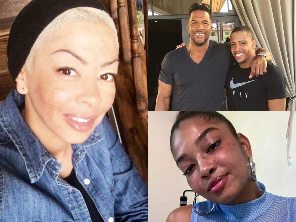 Michael Strahan shares two kids, daughter Tanita Strahan (bottom right) and son Michael Strahan Jr. (top right), with his ex-wife Wanda Hutchins (left).