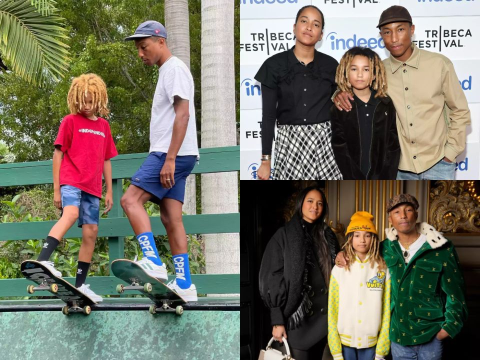 Pharrell Williams shares four children with Helen Lasichanh: a son, Rocket Ayer Williams (in the picture), and triplets, whose names are undisclosed.