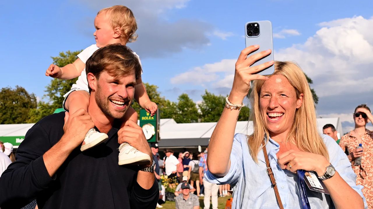 Thomas Detry and his wife, Sarah Taylor, with their daughter, Sophia.