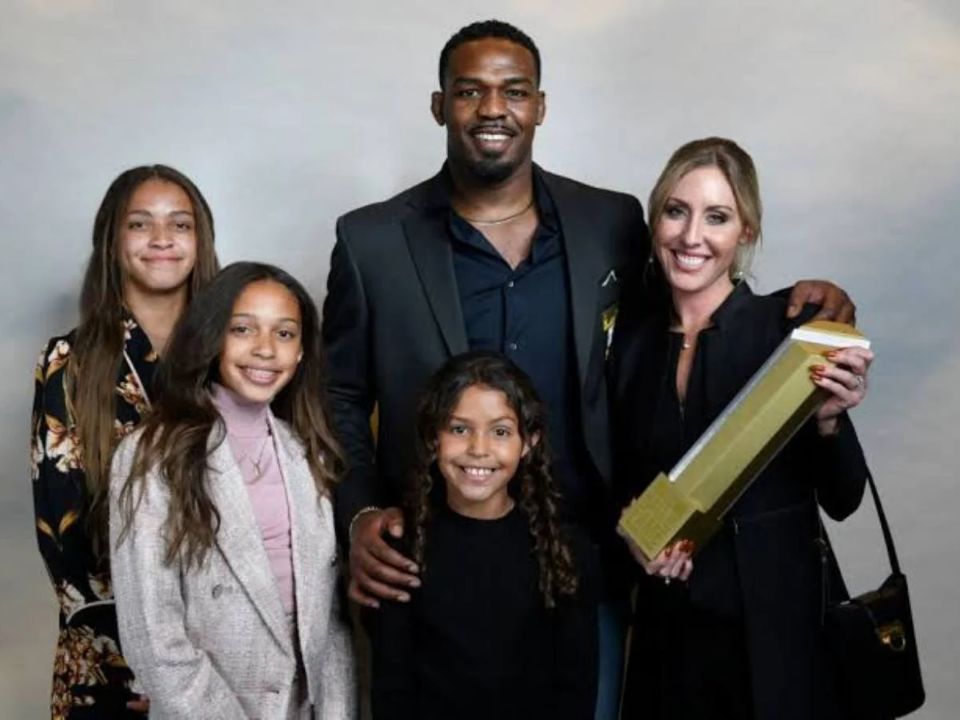 Jon Jones with his partner and children.