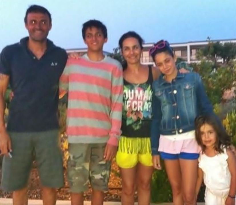 Luis Enrique with his wife and three kids.