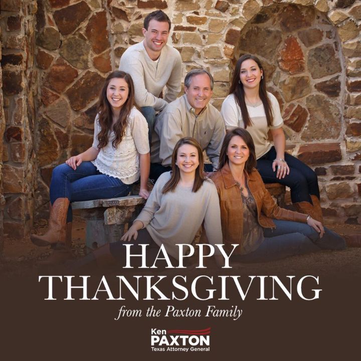 Ken Paxton with his wife and children.