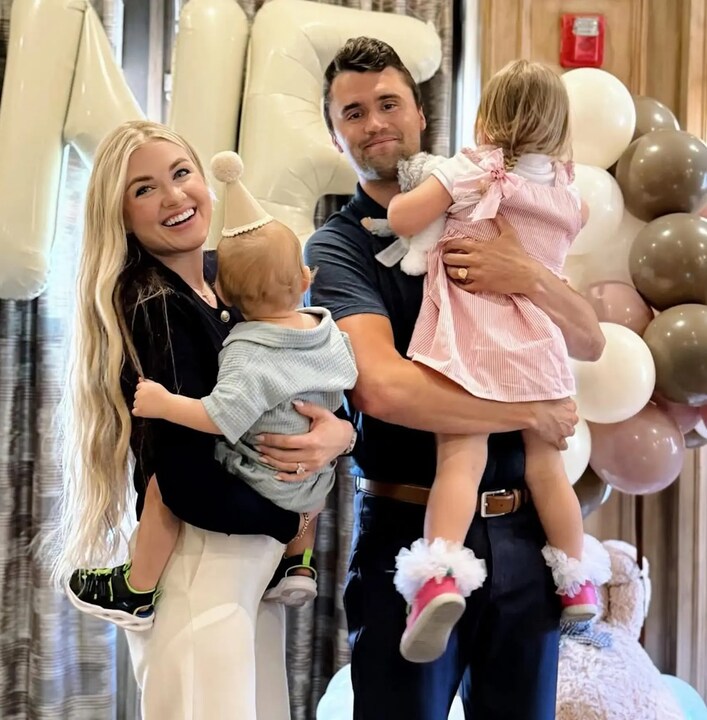 Charlie Kirk with his wife and kids.