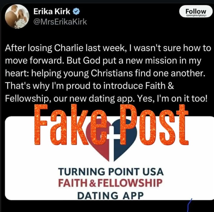 Erika Kirk did not start a dating app.
