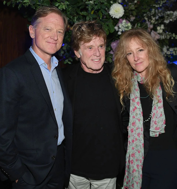 Robert Redford with his kids: daughter Shauna and son James.