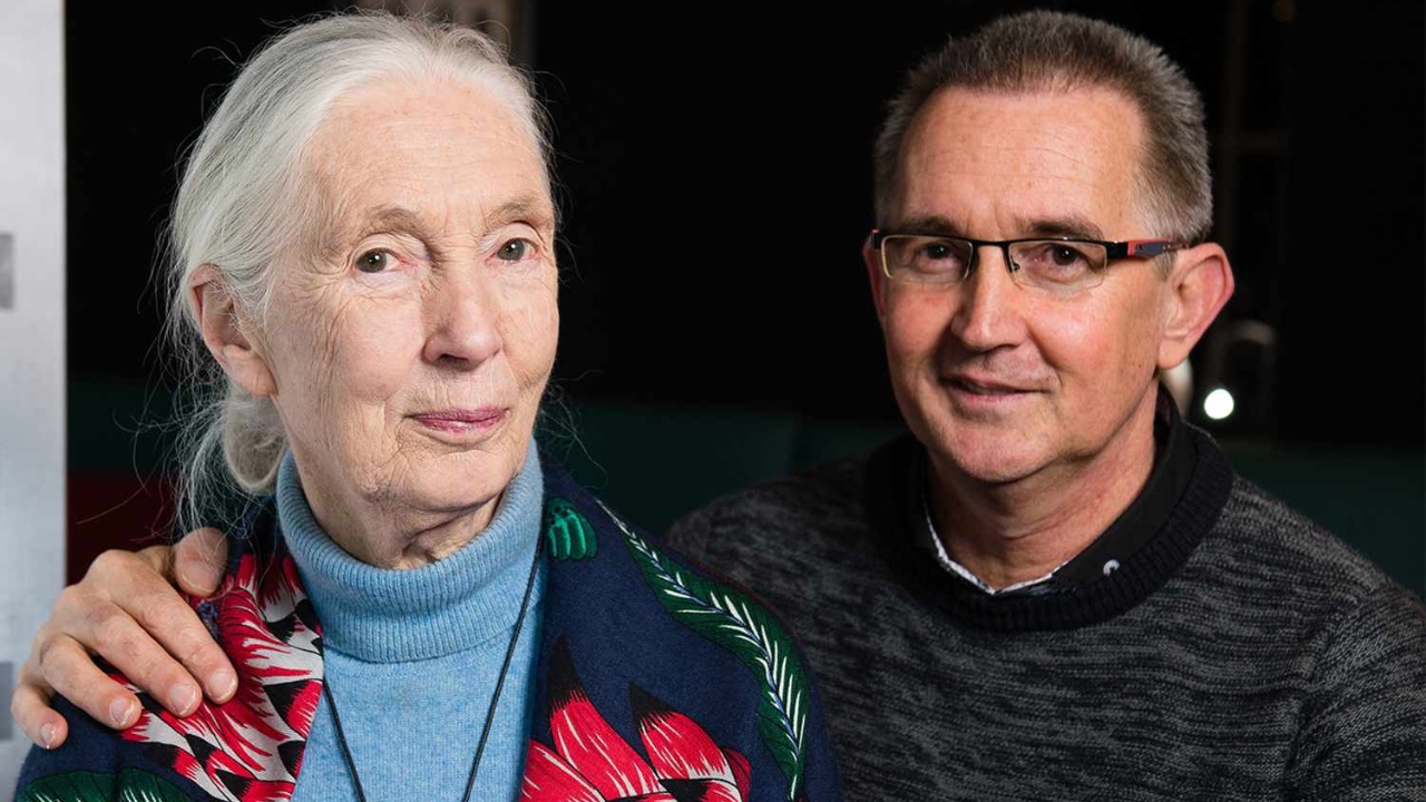 Jane Goodall with her son, Grub.