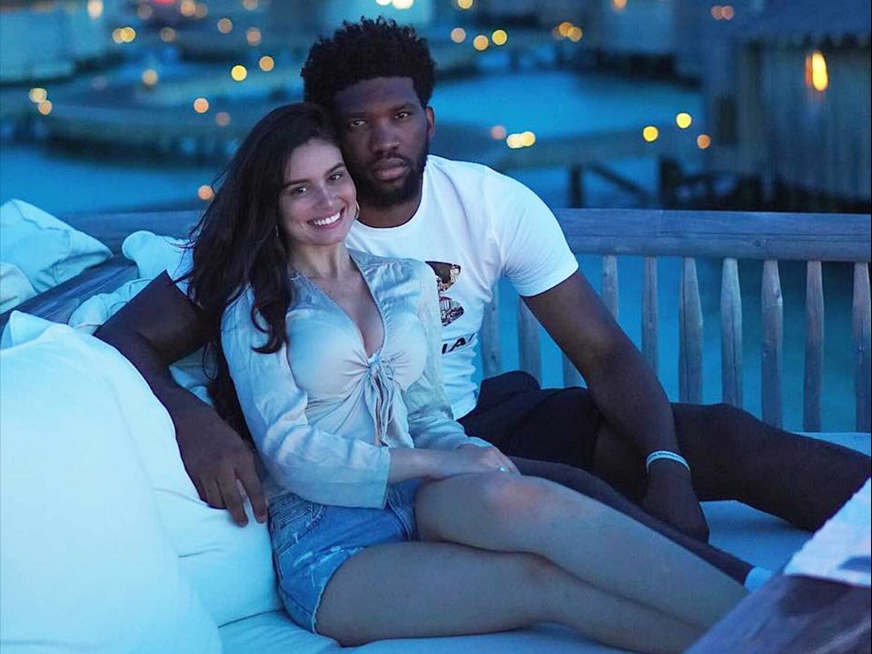 Joel Embiid with his wife, Anne de Paula.