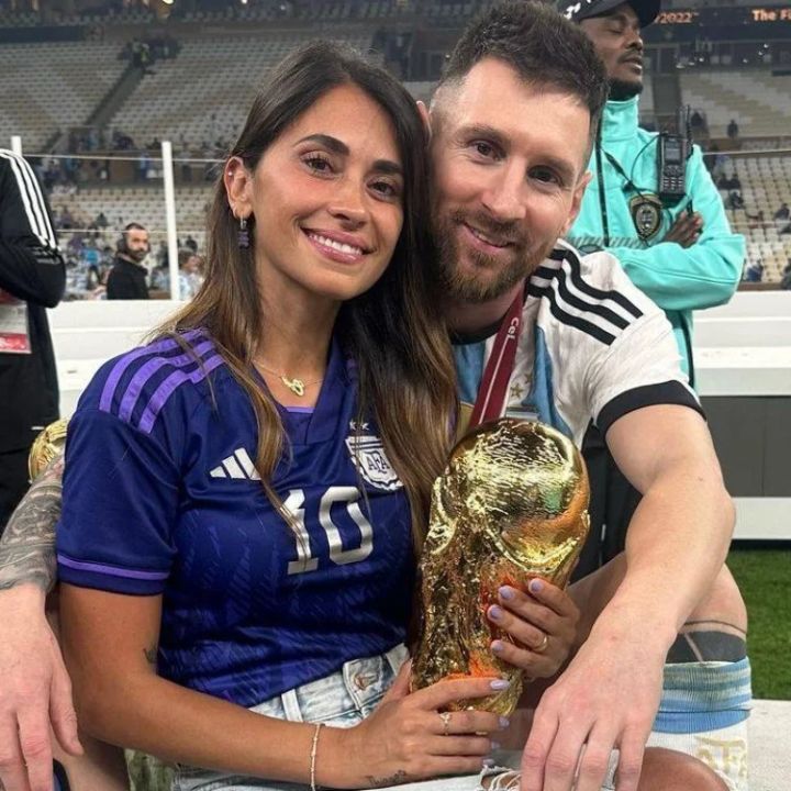 Lionel Messi with his wife, Antonela Roccuzzo.
