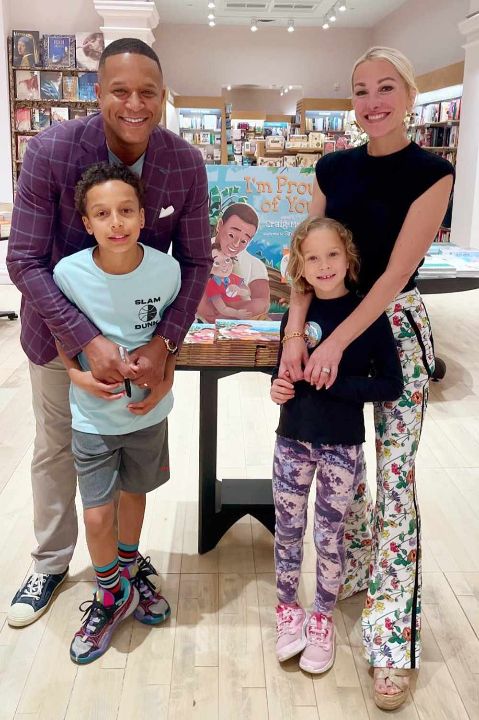 Craig Melvin with his wife, Lindsay Czarniak, and their two kids.